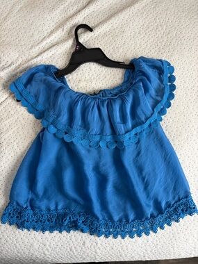lola Cobalt Blue Elastic Neckline Top